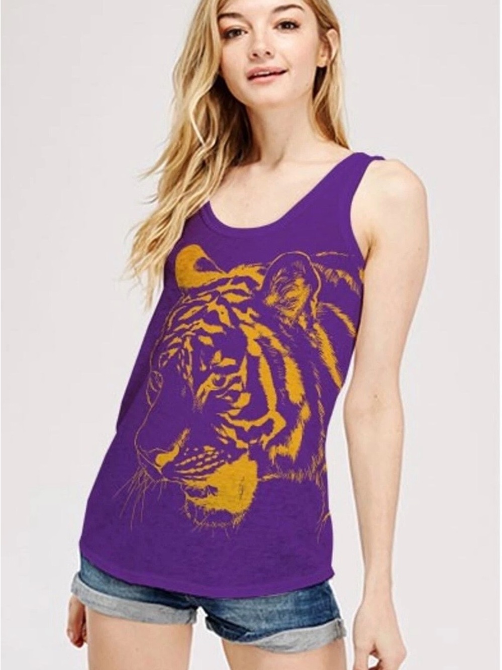 NEW NWT Boutique Purple Gold LSU Tiger Tank Top Shirt Sleeveless Gameday Medium